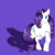 Size: 1500x1500 | Tagged: safe, artist:oukiee, derpibooru import, rarity, pony, unicorn, female, hair over one eye, mare, purple background, raised hoof, shadow, simple background, solo