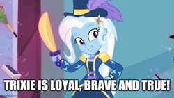 Size: 640x360 | Tagged: safe, derpibooru import, edit, edited screencap, screencap, trixie, better together, equestria girls, street magic with trixie, caption, image macro, imgflip, text