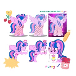 Size: 1500x1500 | Tagged: safe, artist:guruyunus17, derpibooru import, edit, oc, oc:hsu amity, alicorn, pony, cherry, clothes, cute, eyes closed, female, food, funny, glasses, heart, jam, mare, ocbetes, strawberry jam, watch