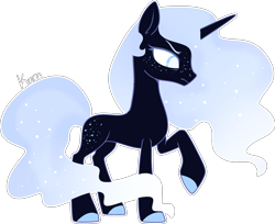 Size: 2419x1978 | Tagged: safe, artist:kurosawakuro, derpibooru import, oc, oc only, pony, unicorn, female, magical lesbian spawn, mare, offspring, parent:princess luna, parent:rarity, parents:rariluna, simple background, solo, transparent background