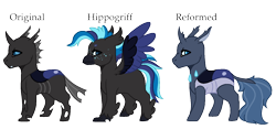 Size: 1512x710 | Tagged: safe, artist:fcrestnymph, derpibooru import, oc, oc:alveolus, changedling, changeling, changepony, classical hippogriff, hippogriff, hybrid, chibi, interspecies offspring, offspring, parent:queen chrysalis, parent:shining armor, parents:shining chrysalis, simple background, solo, transparent background
