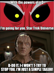 Size: 1052x1420 | Tagged: safe, derpibooru import, screencap, lord tirek, cardassian, deep space nine, elim garak, exploitable meme, humanoid, meme, meta, star trek, star trek: deep space nine, tirek is doomed, tirek vs everyone meme