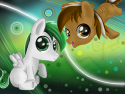 Size: 680x512 | Tagged: safe, artist:yoshi ringo, derpibooru import, oc, oc:dreamer skies, oc:yoshi ringo, pegasus, pony, abstract background, blank flank, colt, cute, foal, male, pony oc