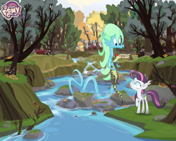 Size: 1280x1031 | Tagged: safe, artist:keafonthelookinglass, derpibooru import, oc, oc:fluorescence, bat pony, sea serpent, female, filly, neighflheim, river, stream, your other pony