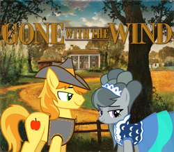 Size: 2064x1810 | Tagged: safe, anonymous artist, derpibooru import, braeburn, marble pie, american civil war, braeble, cavalry, clothes, confederate, dress, female, georgia, gone with the wind, male, movie reference, romance, shipping, southern belle, straight, tara plantation, uniform, youtube link