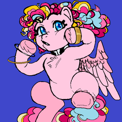 Size: 488x488 | Tagged: safe, artist:cooliodoolio, derpibooru import, pinkie pie, pegasus, pony, belly, bipedal, colorful, digital art, jewelry, ms paint, pegasus pinkie pie, race swap, wings