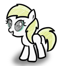 Size: 187x213 | Tagged: safe, artist:prosaurusrex, derpibooru import, lemon daze, earth pony, pony, female, filly, grin, puppy dog eyes, simple background, smiling, sweet lemonade, white background