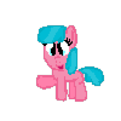 Size: 1024x1024 | Tagged: safe, artist:mario64, derpibooru import, aquamarine, earth pony, pony, aquabetes, cute, female, filly, open mouth, pixel art, raised leg, simple background, solo, transparent background