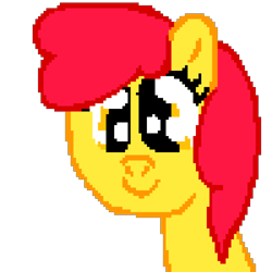 Size: 1024x1024 | Tagged: safe, artist:mario64, derpibooru import, apple bloom, earth pony, pony, adorabloom, alternate hairstyle, cute, female, filly, pixel art, simple background, solo, transparent background