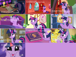 Size: 3856x2920 | Tagged: safe, derpibooru import, edit, screencap, twilight sparkle, twilight sparkle (alicorn), unicorn twilight, zecora, alicorn, pony, unicorn, ail-icorn, friendship university, growing up is hard to do, owl's well that ends well, school raze, the crystal empire, the last problem, the ticket master, twilight time, spoiler:interseason shorts, animated, bag, bits, book, broom, candle, clock, clothes, cork, coronation dress, crown, cute, dashface, dilated pupils, disguise, door, dress, drinking, eyepatch, eyepatch (disguise), eyes closed, eyes on the prize, fake cutie mark, feather, female, floppy ears, flower, fortune, gem, giggling, glowing horn, gold, golden oaks library, happy, horn, hub logo, jewelry, library, lyrics, magic, magic aura, mare, messy mane, night, open mouth, paper-thin disguise, plot, potion, quill, regalia, saddle bag, scroll, second coronation dress, sicklight sparkle, smiling, solo, sparkles, squishy, squishy cheeks, swollen horn, telekinesis, text, treasure, twiabetes, wishing flower, writing, written equestrian