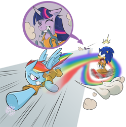 Size: 700x702 | Tagged: safe, artist:boscoloandrea, derpibooru import, rainbow dash, twilight sparkle, hedgehog, pegasus, pony, unicorn, clothes, cuffs, flying, prison outfit, prisoner, prisoner rd, prisoner ts, simple background, sonic the hedgehog, sonic the hedgehog (series), transparent background