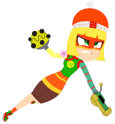 Size: 1280x1376 | Tagged: safe, artist:chlaneyt, artist:mlp-lolada, derpibooru import, human, equestria girls, angry face, arms (video game), barely eqg related, base used, clothes, crossover, dragon arm, equestria girls style, equestria girls-ified, hat, mask, min min, nintendo, shoes, simple background, sneakers, socks, solo, transparent background