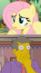 Size: 557x979 | Tagged: safe, derpibooru import, edit, edited screencap, screencap, fluttershy, human, pegasus, crossover, crossover shipping, fluttermour, i'm so sorry, joke, pregnancy test, pregnancy test meme, seymour skinner, shipping, the simpsons