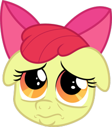 Size: 879x993 | Tagged: safe, artist:sollace, derpibooru exclusive, derpibooru import, apple bloom, earth pony, pony, growing up is hard to do, .svg available, apple bloom's bow, bow, female, filly, floppy ears, foal, frown, hair bow, sad, solo, svg, vector