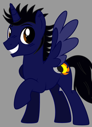 Size: 1835x2530 | Tagged: safe, artist:isrrael120, derpibooru import, oc, oc only, oc:astral shine, alicorn, pony, alicorn oc, gray background, horn, male, ponysona, simple background, solo, stallion, wings