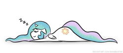 Size: 649x277 | Tagged: safe, artist:banebuster, derpibooru import, princess celestia, alicorn, pony, series:tiny tia, cute, cutelestia, eyes closed, onomatopoeia, sleeping, sound effects, zzz