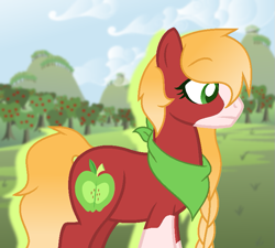 Size: 729x655 | Tagged: safe, artist:xanonymousmxrcyx, derpibooru import, big macintosh, macareina, earth pony, pony, female, mane, mare, rule 63, solo, tail