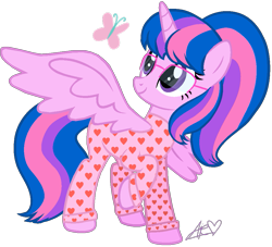 Size: 1023x928 | Tagged: safe, artist:guruyunus17, derpibooru exclusive, derpibooru import, oc, oc only, oc:hsu amity, alicorn, butterfly, pony, base used, clothes, cute, donut steel, female, glasses, heart, mare, not twilight sparkle, simple background, smiling, solo, transparent background