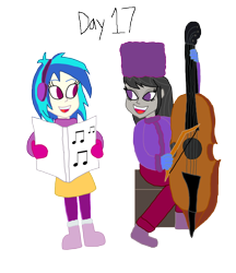 Size: 1280x1484 | Tagged: safe, artist:horroraceman93, derpibooru import, dj pon-3, octavia melody, vinyl scratch, equestria girls, cello, christmas carols, female, lesbian, musical instrument, scratchtavia, shipping, simple background, transparent background