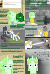 Size: 1802x2638 | Tagged: safe, artist:askmerriweatherauthor, derpibooru import, prince blueblood, oc, oc:d'armes, oc:merriweather, pony, unicorn, female, magic, mare