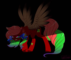 Size: 1024x857 | Tagged: safe, artist:whitehershey, derpibooru import, oc, oc only, oc:jokey, pegasus, pony, angry, dark magic, female, magic, solo