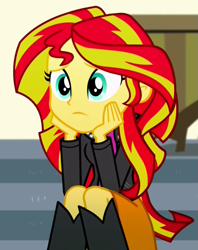 Size: 557x705 | Tagged: safe, derpibooru import, screencap, sunset shimmer, eqg summertime shorts, equestria girls, pet project, cropped, solo
