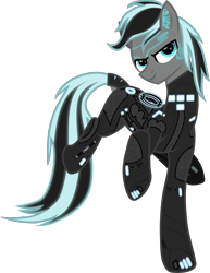 Size: 1105x1431 | Tagged: safe, artist:lincolnbrewsterfan, derpibooru exclusive, derpibooru import, oc, oc only, oc:tron, earth pony, pony, .svg available, 2021 community collab, armor, base used, circuitry, cloud, cyberpunk, derpibooru community collaboration, determined smile, digital, dock, glow, glowing hair, identity disk, light cycle baton, lights, looking at you, male, neon, retrofuturism, simple background, smiling, smiling at you, solo, stallion, svg, transparent background, tron, tron legacy, vector