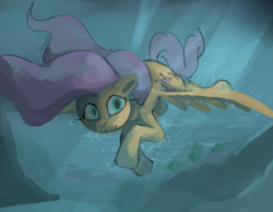 Size: 888x688 | Tagged: safe, artist:dotkwa, derpibooru import, fluttershy, pegasus, pony, female, mare, solo, swimming, underwater, watershy, wings