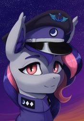 Size: 2105x3000 | Tagged: safe, artist:mrscroup, derpibooru import, oc, oc:galaxy rose, bat pony, equestria at war mod, clothes, military uniform, new lunar republic, solo, thestral, uniform