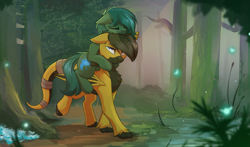 Size: 4295x2524 | Tagged: safe, artist:beardie, derpibooru import, oc, oc only, oc:jet brasshide, oc:poison trail, dracony, dragon, earth pony, hybrid, pony, commission, eyes closed, forest, ponies riding ponies, riding