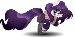 Size: 1280x650 | Tagged: safe, artist:bebraveforme, derpibooru import, oc, oc:kowareta, earth pony, pony, clothes, female, mare, simple background, solo, transparent background