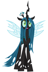 Size: 6441x9600 | Tagged: safe, artist:laszlvfx, queen chrysalis, changeling, changeling queen, d:, fangs, female, open mouth, shocked, shocked expression, simple background, solo, spread wings, transparent background, vector