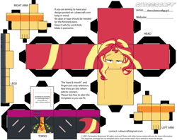 Size: 2979x2354 | Tagged: safe, derpibooru import, sunset shimmer, human, equestria girls, craft, cubeecraft, humanized, papercraft, printable, solo