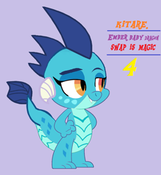 Size: 1484x1612 | Tagged: safe, artist:kitarehamakura, derpibooru import, princess ember, dragon, baby, baby dragon, female, hands on hip, implied spike, simple background, solo