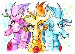 Size: 1235x900 | Tagged: safe, artist:donika-schovina, derpibooru import, adagio dazzle, aria blaze, sonata dusk, siren, traditional art