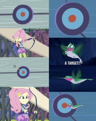 Size: 490x622 | Tagged: safe, derpibooru import, edit, edited screencap, screencap, fluttershy, equestria girls, friendship games, aiming, arrow, cropped, flit, meme, pocahontas, target