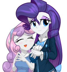 Size: 1500x1600 | Tagged: safe, artist:geraritydevillefort, derpibooru import, rarity, sweetie belle, equestria girls, bowtie, clothes, father and child, father and daughter, female, male, parent and child, rarifort, simple background, the count of monte cristo, transparent background, valentine de villefort, villefort