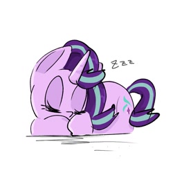 Size: 768x768 | Tagged: safe, artist:pnpn_721, derpibooru import, starlight glimmer, pony, unicorn, lying down, sleeping, solo