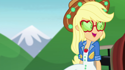 Size: 1920x1080 | Tagged: safe, derpibooru import, screencap, applejack, accountibilibuddies, better together, equestria girls, solo