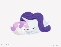 Size: 1400x1100 | Tagged: safe, artist:rockhoppr3, derpibooru import, rarity, sweetie belle, ghost, undead, unicorn, boo (super mario), crossover, cute, diasweetes, duo, eyes closed, hug, raribetes, smiling, species swap, super mario bros.