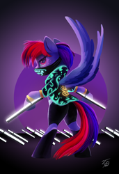 Size: 1506x2200 | Tagged: safe, alternate version, artist:tsitra360, rainbow dash, pegasus, pony, clothes, cosplay, female, k/da, league of legends, mare, neon, solo, video game crossover