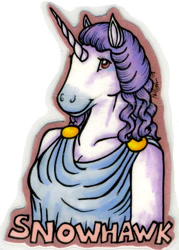 Size: 466x650 | Tagged: safe, artist:hollyann, derpibooru import, oc, anthro, unicorn, bust, clothes, female, horn, simple background, smiling, traditional art, unicorn oc, white background