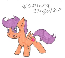 Size: 887x789 | Tagged: safe, artist:cmara, derpibooru import, scootaloo, pegasus, pony, cute, cutealoo, female, filly, open mouth, simple background, solo, traditional art, white background