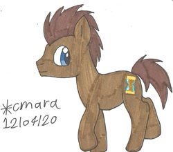 Size: 909x800 | Tagged: safe, artist:cmara, derpibooru import, doctor whooves, earth pony, pony, male, raised hoof, raised leg, simple background, solo, stallion, traditional art, white background