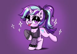 Size: 3507x2481 | Tagged: safe, artist:techycutie, derpibooru import, starlight glimmer, pony, unicorn, alternate hairstyle, clothes, collar, edgelight glimmer, goth, punk, solo, tongue out