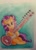 Size: 637x893 | Tagged: safe, artist:daisymane, derpibooru import, saffron masala, pony, unicorn, ear piercing, earring, female, gradient background, hoof hold, jewelry, kurta, looking at you, mare, musical instrument, piercing, sitar, solo, traditional art, watercolor painting