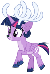 Size: 1024x1523 | Tagged: safe, artist:emeraldblast63, derpibooru import, idw, twilight sparkle, twilight sparkle (alicorn), alicorn, deer, reindeer, cute, reindeerified, simple background, solo, species swap, transparent background, twiabetes