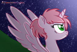 Size: 1578x1069 | Tagged: dead source, source needed, safe, artist:guruyunus17, derpibooru import, alicorn, pony, >:), aelita schaeffer, base used, code lyoko, female, mare, night, smiling, solo