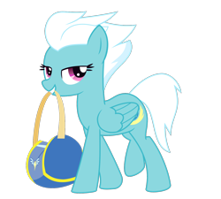 Size: 1420x1280 | Tagged: safe, alternate version, artist:bnau, derpibooru exclusive, derpibooru import, fleetfoot, pegasus, pony, .svg available, bag, female, lidded eyes, looking at you, mouth hold, simple background, smiling, solo, standing, svg, transparent background, vector, wings