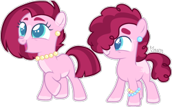 Size: 2129x1331 | Tagged: safe, artist:kurosawakuro, derpibooru import, oc, earth pony, pony, base used, bracelet, brother and sister, colt, duo, female, filly, jewelry, magical lesbian spawn, male, necklace, offspring, parent:pinkie pie, parent:tempest shadow, parents:tempestpie, siblings, simple background, solo, transparent background